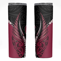 North Harbour 2026 Rugby Custom Skinny Tumbler NZ Maori Silver Fern LT14 Maroon - Polynesian Pride