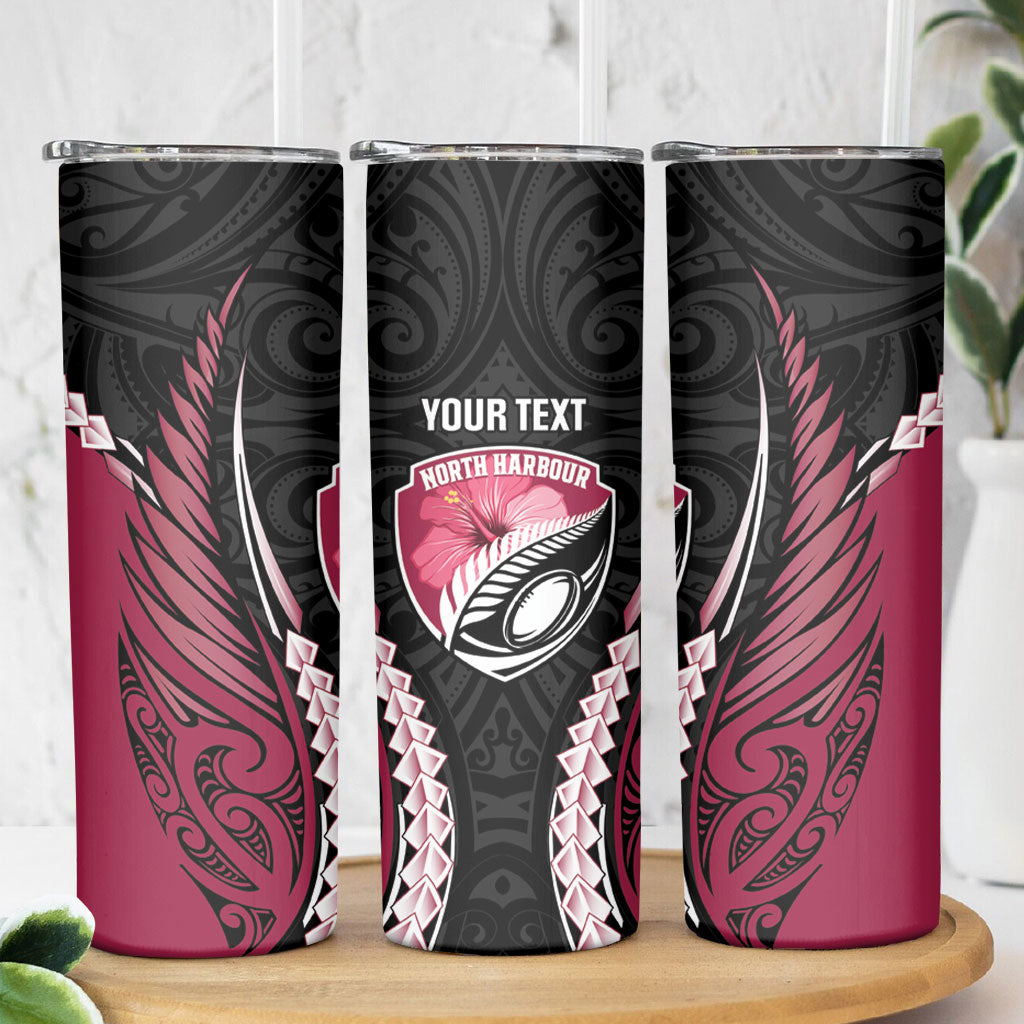 North Harbour 2026 Rugby Custom Skinny Tumbler NZ Maori Silver Fern LT14 - Polynesian Pride