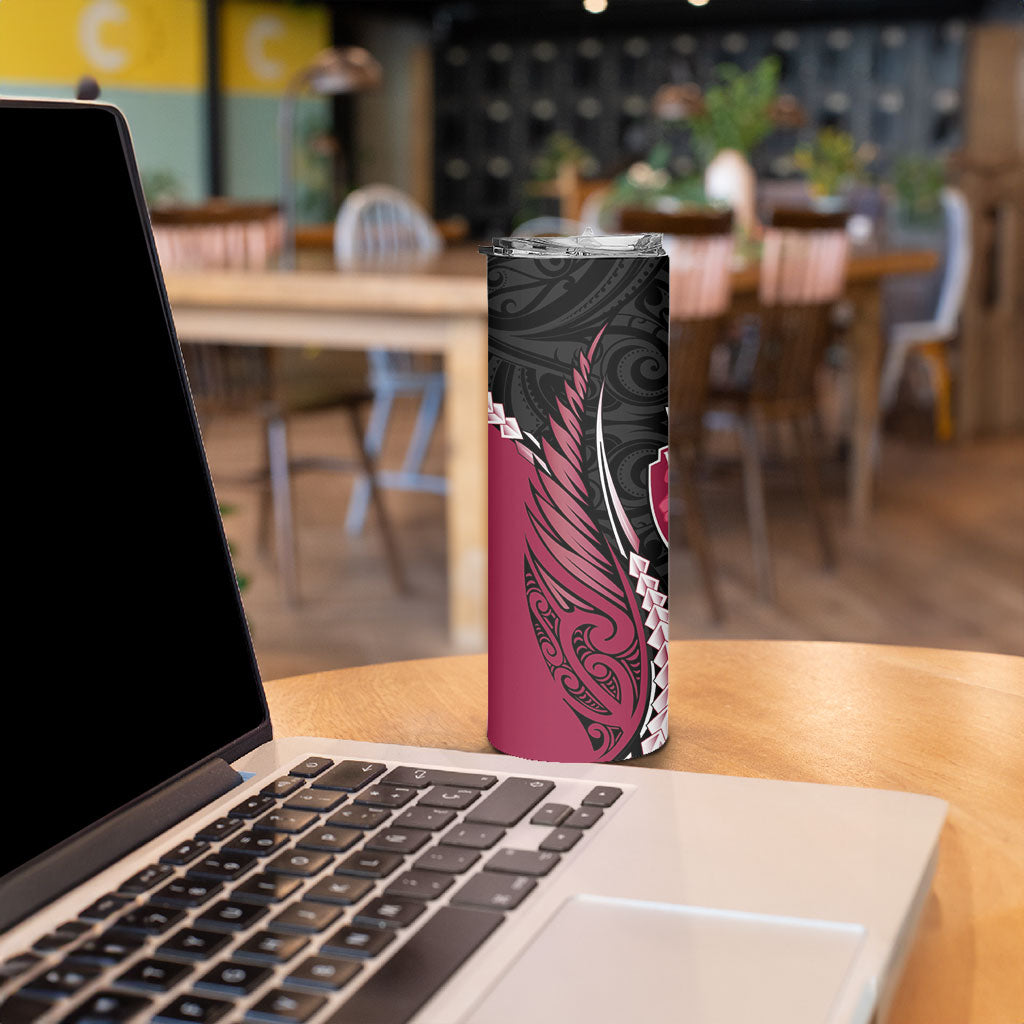 North Harbour 2026 Rugby Custom Skinny Tumbler NZ Maori Silver Fern LT14 - Polynesian Pride