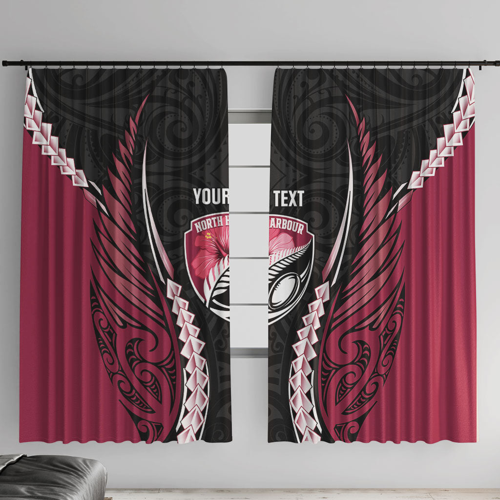 North Harbour 2026 Rugby Custom Window Curtain NZ Maori Silver Fern LT14 With Hooks Maroon - Polynesian Pride