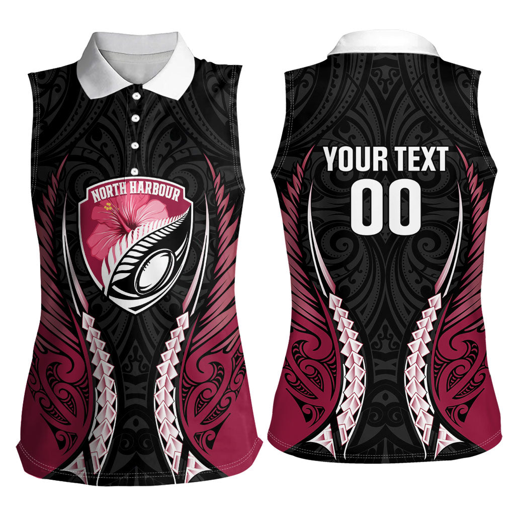 North Harbour 2026 Rugby Custom Women Sleeveless Polo Shirt NZ Maori Silver Fern