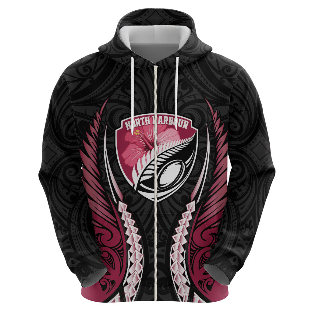 North Harbour 2026 Rugby Custom Zip Hoodie NZ Maori Silver Fern