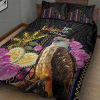 Kadayawan Philippines Quilt Bed Set Filipino Eagle Happy 39th Anniversary