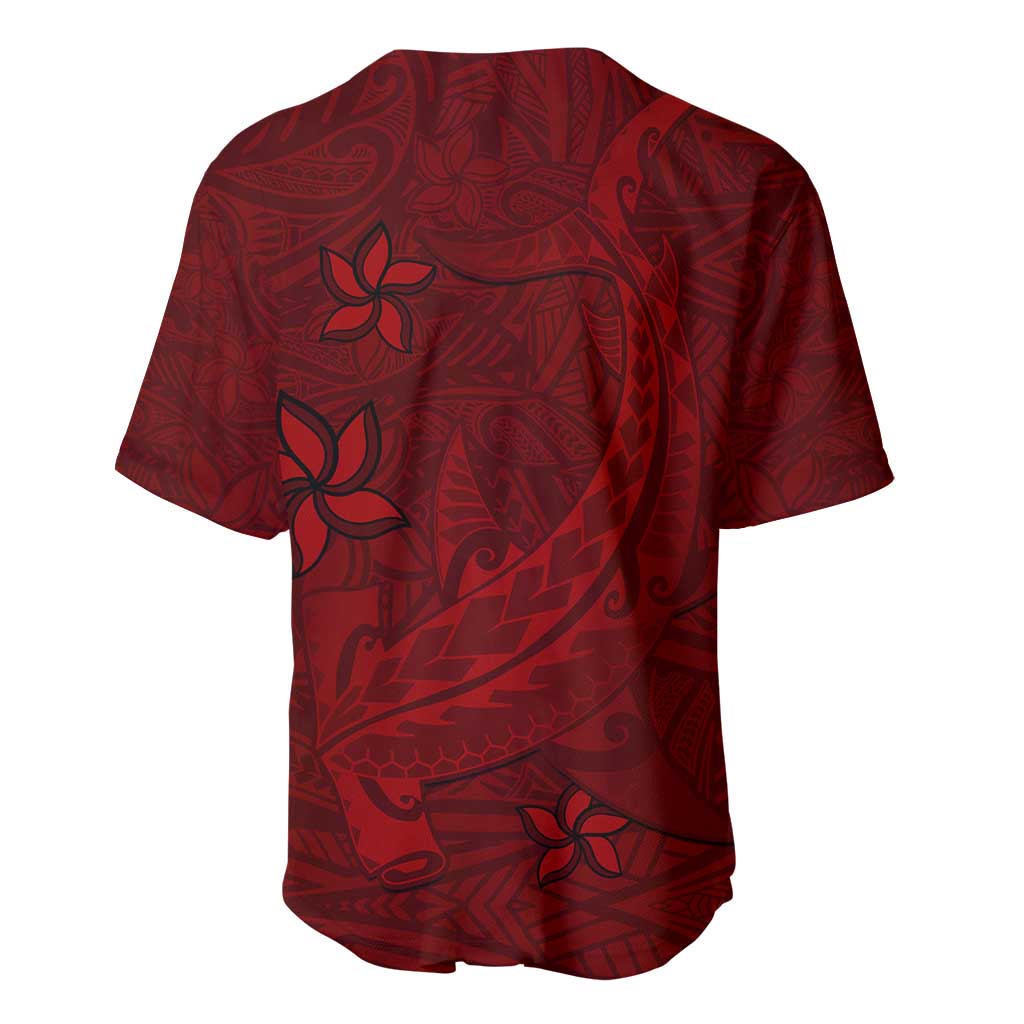 Oxblood Polynesia Baseball Jersey Hawaiian Tribal Hammerhead Shark Tattoo