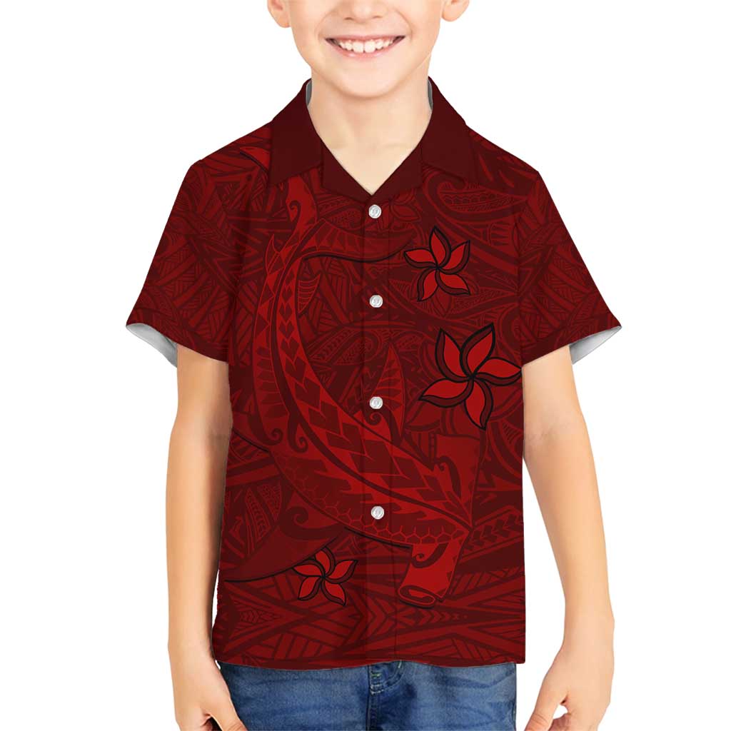 Oxblood Polynesia Family Matching Off Shoulder Maxi Dress and Hawaiian Shirt Hawaiian Tribal Hammerhead Shark Tattoo