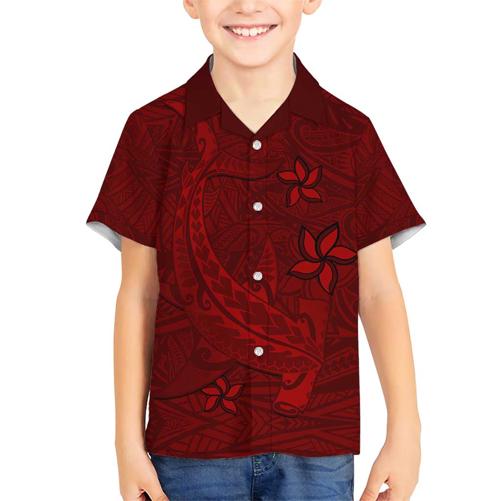 Oxblood Polynesia Family Matching Short Sleeve Bodycon Dress and Hawaiian Shirt Hawaiian Tribal Hammerhead Shark Tattoo