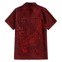 Oxblood Polynesia Family Matching Summer Maxi Dress and Hawaiian Shirt Hawaiian Tribal Hammerhead Shark Tattoo