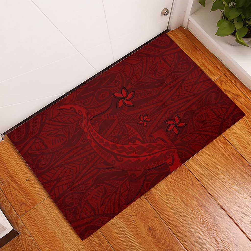 Oxblood Polynesia Rubber Doormat Hawaiian Tribal Hammerhead Shark Tattoo