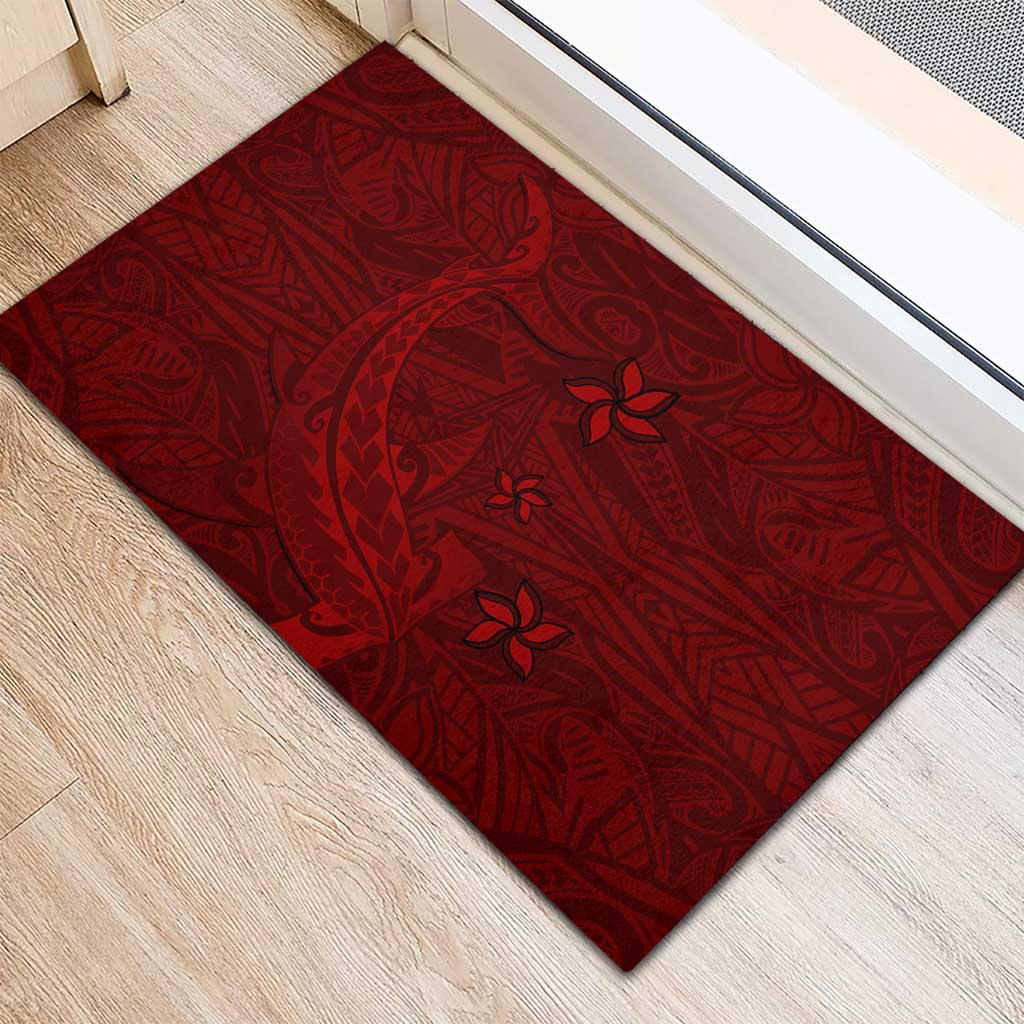 Oxblood Polynesia Rubber Doormat Hawaiian Tribal Hammerhead Shark Tattoo