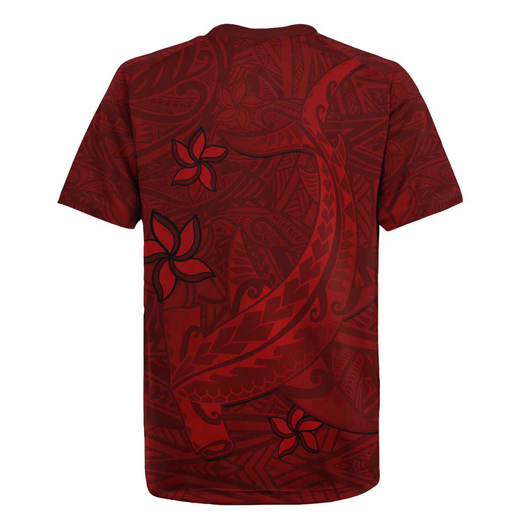 Oxblood Polynesia Rugby Jersey Hawaiian Tribal Hammerhead Shark Tattoo