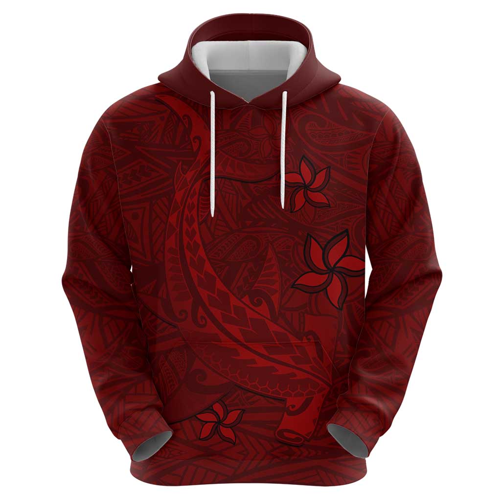 Oxblood Polynesia Zip Hoodie Hawaiian Tribal Hammerhead Shark Tattoo