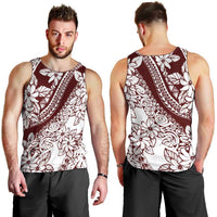 Polynesian Tropical Flowers Oxblood Color Men Tank Top