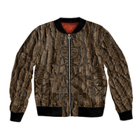 Kioranga Moriori New Zealand Bomber Jacket Kopi Rakau Carving Art LT14 Unisex Brown - Polynesian Pride