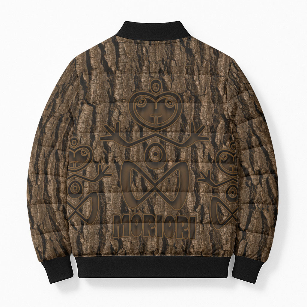 Kioranga Moriori New Zealand Bomber Puffer Jacket Kopi Rakau Carving Art LT14 - Polynesian Pride