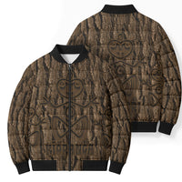 Kioranga Moriori New Zealand Bomber Puffer Jacket Kopi Rakau Carving Art LT14 - Polynesian Pride