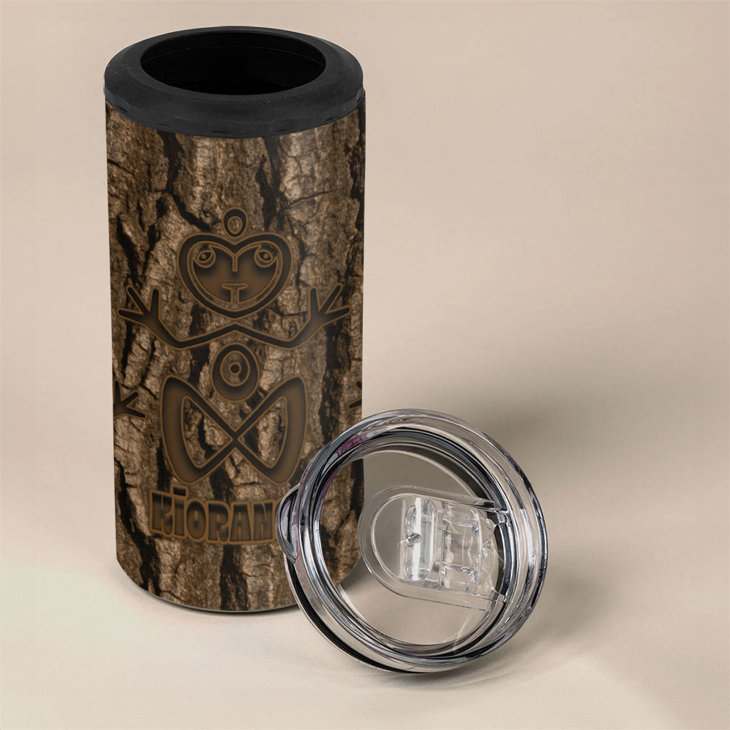 Kioranga Moriori New Zealand 4 in 1 Can Cooler Tumbler Kopi Rakau Carving Art LT14 - Polynesian Pride