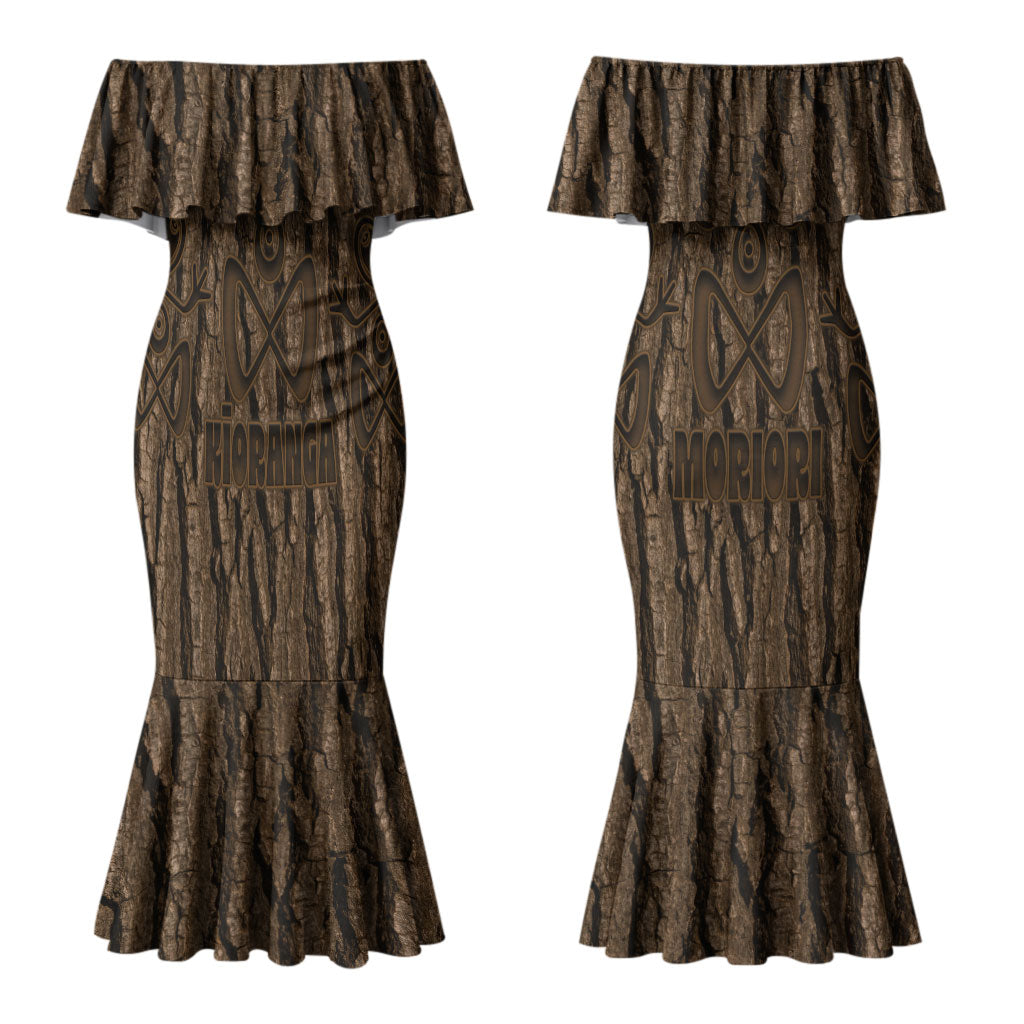 Kioranga Moriori New Zealand Couples Matching Mermaid Dress and Hawaiian Shirt Kopi Rakau Carving Art LT14 - Polynesian Pride