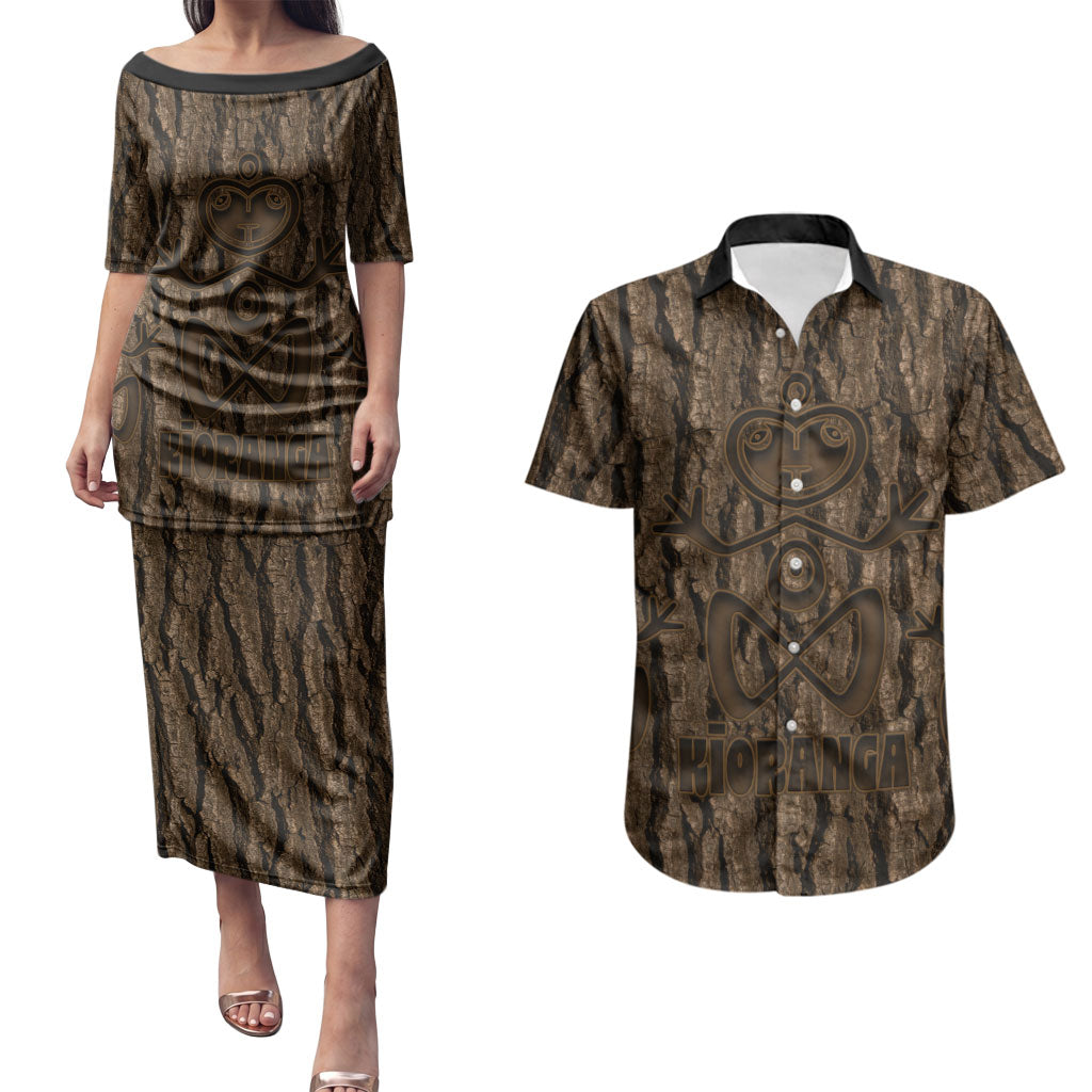 Kioranga Moriori New Zealand Couples Matching Puletasi and Hawaiian Shirt Kopi Rakau Carving Art LT14 Brown - Polynesian Pride