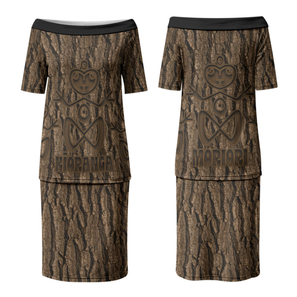 Kioranga Moriori New Zealand Couples Matching Puletasi and Hawaiian Shirt Kopi Rakau Carving Art LT14 - Polynesian Pride