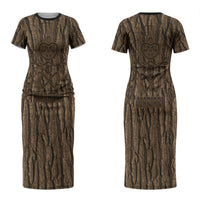 Kioranga Moriori New Zealand Couples Matching Short Sleeve Bodycon Dress and Hawaiian Shirt Kopi Rakau Carving Art LT14 - Polynesian Pride
