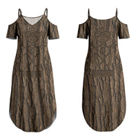 Kioranga Moriori New Zealand Couples Matching Summer Maxi Dress and Long Sleeve Button Shirt Kopi Rakau Carving Art LT14 - Polynesian Pride