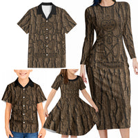 Kioranga Moriori New Zealand Family Matching Long Sleeve Bodycon Dress and Hawaiian Shirt Kopi Rakau Carving Art LT14 - Polynesian Pride