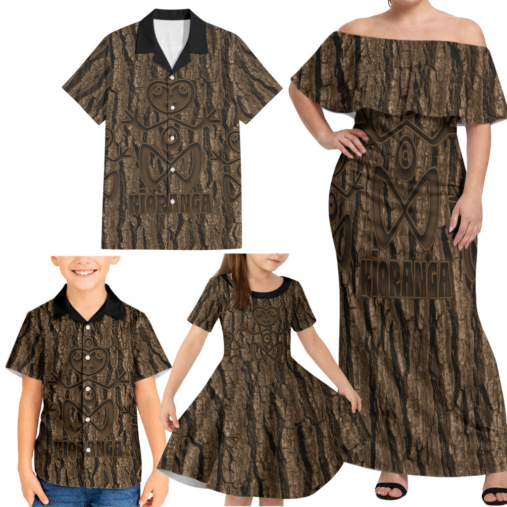 Kioranga Moriori New Zealand Family Matching Off Shoulder Maxi Dress and Hawaiian Shirt Kopi Rakau Carving Art LT14 - Polynesian Pride