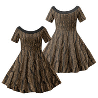 Kioranga Moriori New Zealand Family Matching Off Shoulder Maxi Dress and Hawaiian Shirt Kopi Rakau Carving Art LT14 Daughter's Dress Brown - Polynesian Pride