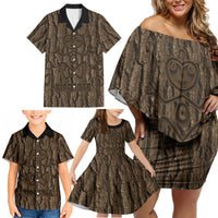 Kioranga Moriori New Zealand Family Matching Off Shoulder Short Dress and Hawaiian Shirt Kopi Rakau Carving Art LT14 - Polynesian Pride