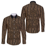 Kioranga Moriori New Zealand Family Matching Puletasi and Hawaiian Shirt Kopi Rakau Carving Art LT14 Dad's Shirt - Long Sleeve Brown - Polynesian Pride