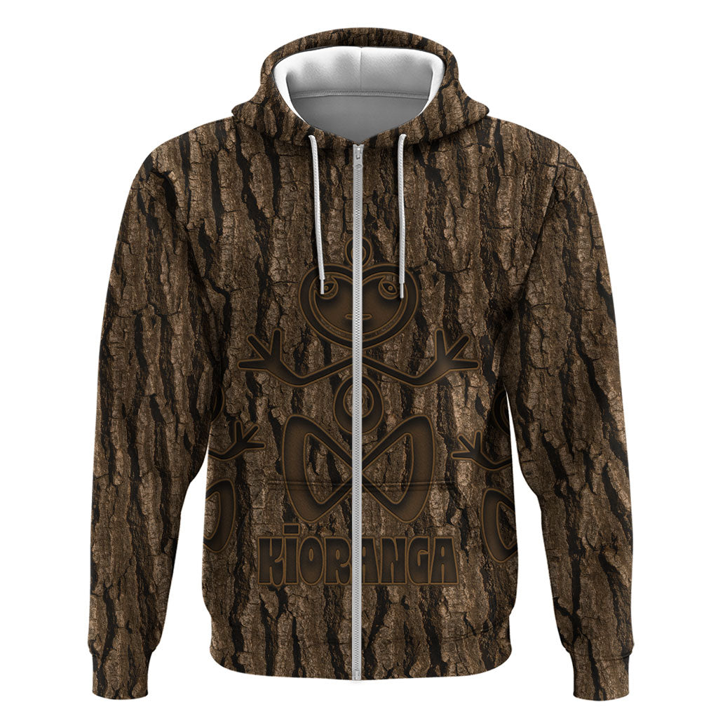 Kioranga Moriori New Zealand Hoodie Kopi Rakau Carving Art LT14 Zip Hoodie Brown - Polynesian Pride