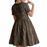 Kioranga Moriori New Zealand Kid Short Sleeve Dress Kopi Rakau Carving Art LT14 - Polynesian Pride