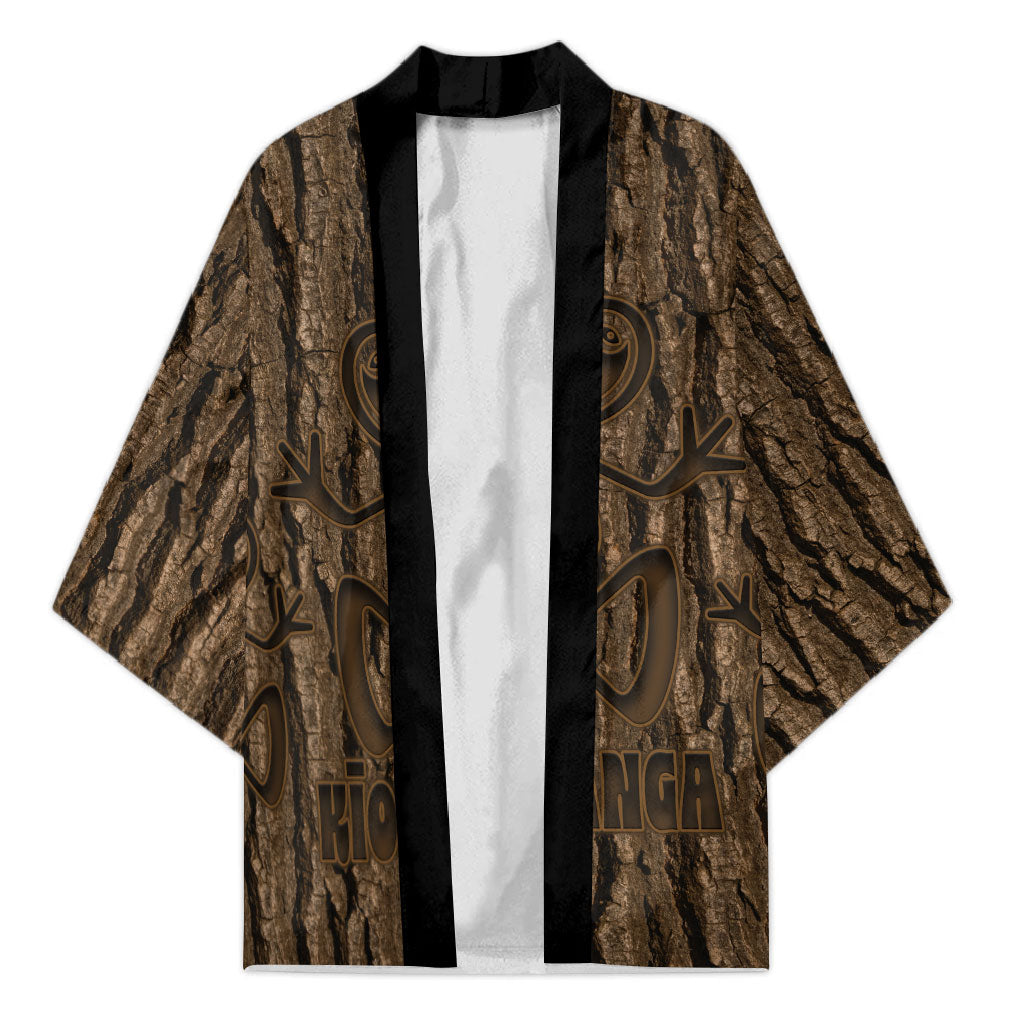 Kioranga Moriori New Zealand Kimono Kopi Rakau Carving Art LT14 Unisex Brown - Polynesian Pride