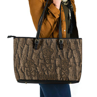 Kioranga Moriori New Zealand Leather Tote Bag Kopi Rakau Carving Art LT14 - Polynesian Pride