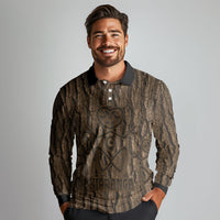 Kioranga Moriori New Zealand Long Sleeve Polo Shirt Kopi Rakau Carving Art LT14 - Polynesian Pride