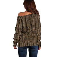 Kioranga Moriori New Zealand Off Shoulder Sweater Kopi Rakau Carving Art LT14 - Polynesian Pride