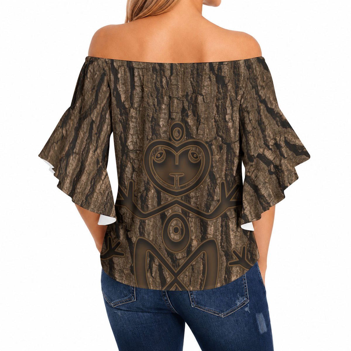 Kioranga Moriori New Zealand Off Shoulder Wrap Waist Top Kopi Rakau Carving Art LT14 - Polynesian Pride