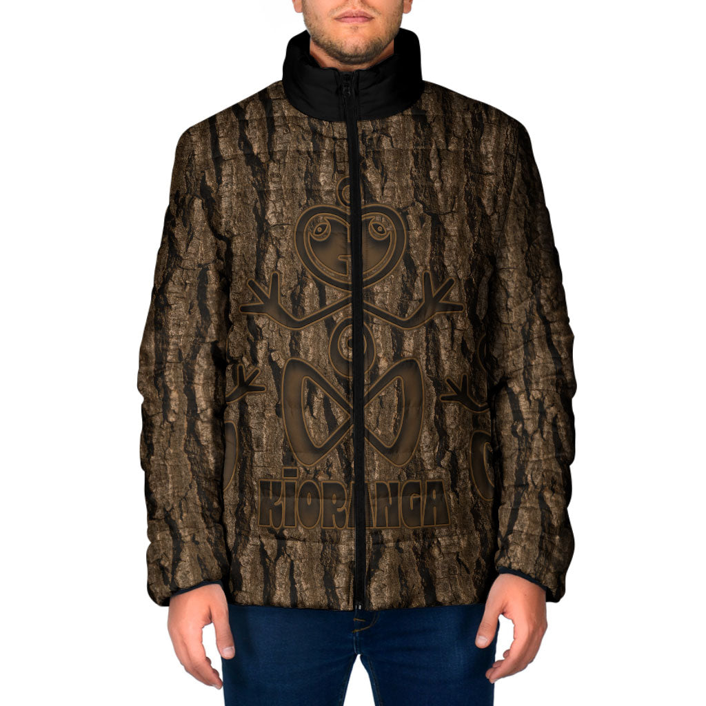 Kioranga Moriori New Zealand Padded Jacket Kopi Rakau Carving Art LT14 Men Brown - Polynesian Pride