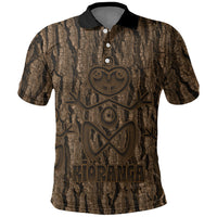 Kioranga Moriori New Zealand Polo Shirt Kopi Rakau Carving Art LT14 Brown - Polynesian Pride