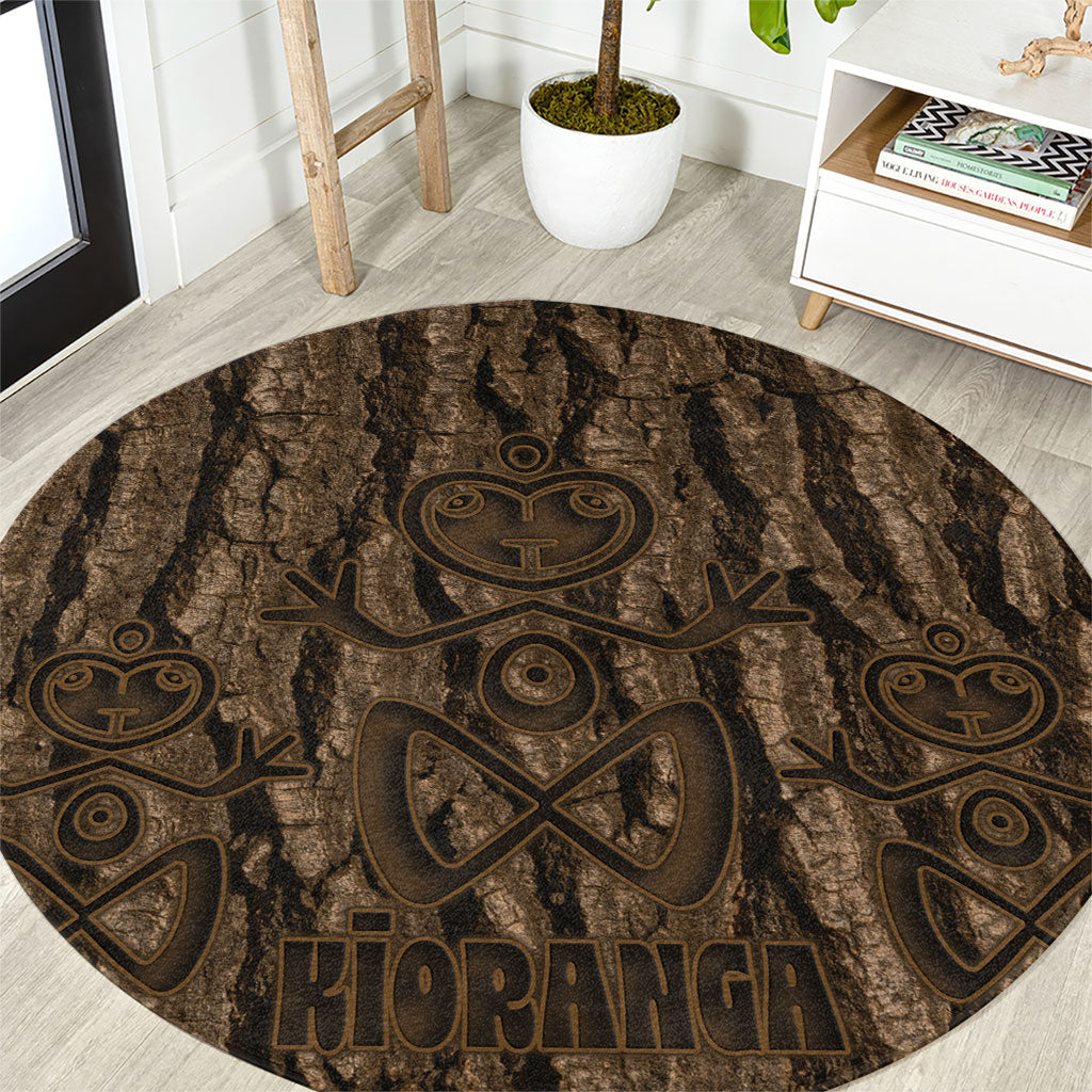 Kioranga Moriori New Zealand Round Carpet Kopi Rakau Carving Art LT14 Brown - Polynesian Pride