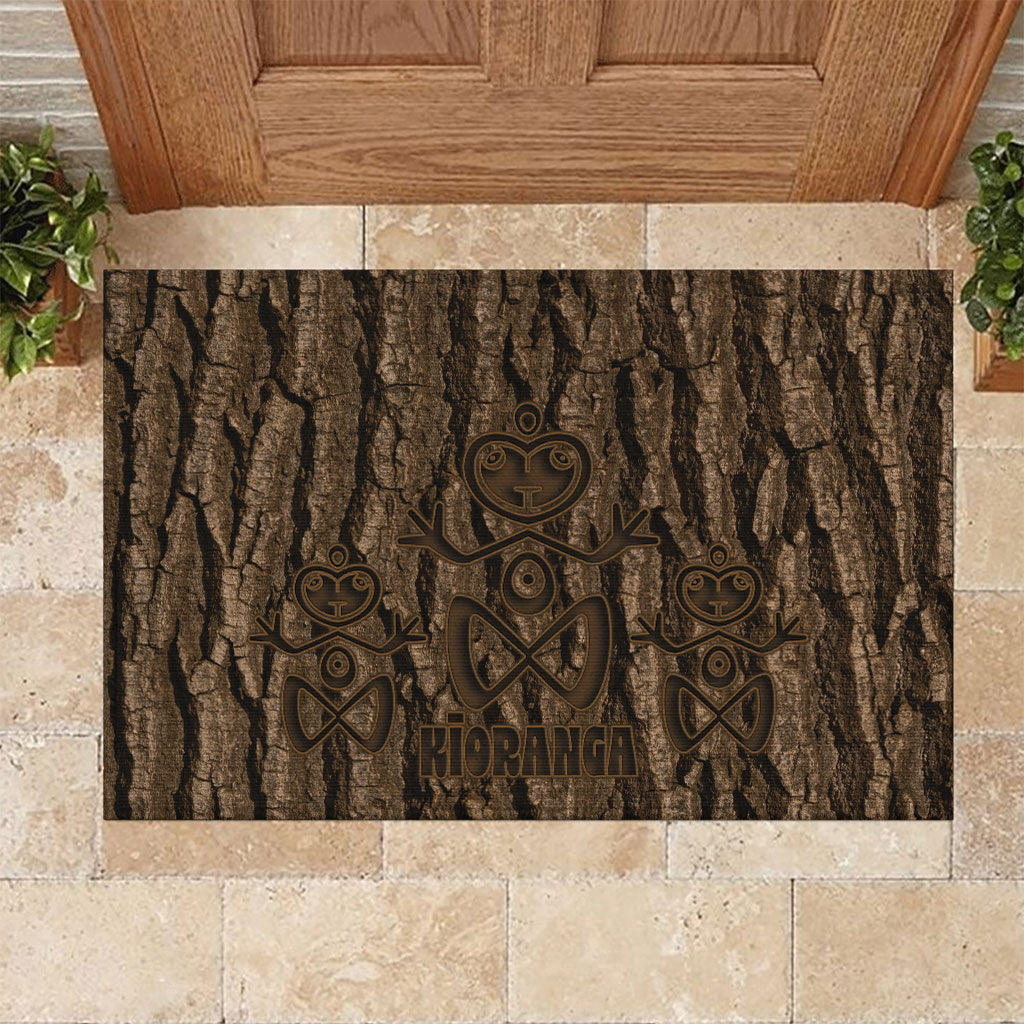Kioranga Moriori New Zealand Rubber Doormat Kopi Rakau Carving Art LT14 Brown - Polynesian Pride