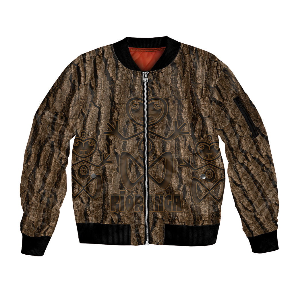 Kioranga Moriori New Zealand Sleeve Zip Bomber Jacket Kopi Rakau Carving Art LT14 Unisex Brown - Polynesian Pride