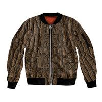 Kioranga Moriori New Zealand Sleeve Zip Bomber Jacket Kopi Rakau Carving Art LT14 Unisex Brown - Polynesian Pride