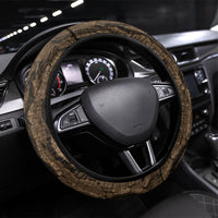 Kioranga Moriori New Zealand Steering Wheel Cover Kopi Rakau Carving Art LT14 Universal Fit Brown - Polynesian Pride