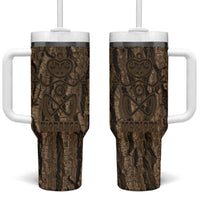 Kioranga Moriori New Zealand Tumbler With Handle Kopi Rakau Carving Art LT14 One Size: 40 oz Brown - Polynesian Pride