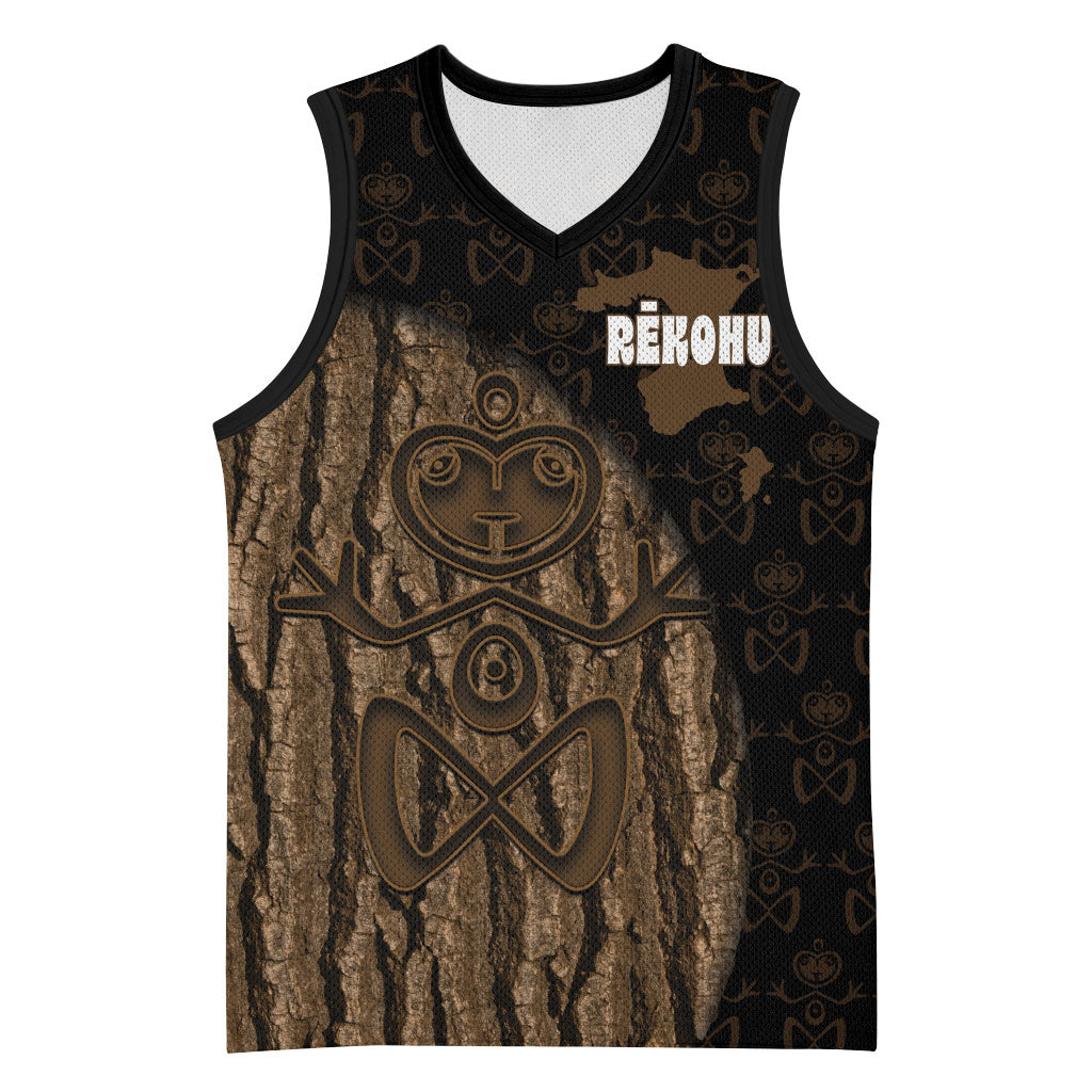 Moriori Kekoru New Zealand Personalised Basketball Jersey Kopi Rakau Carving Chatham Islands Map LT14 Unisex Black - Polynesian Pride