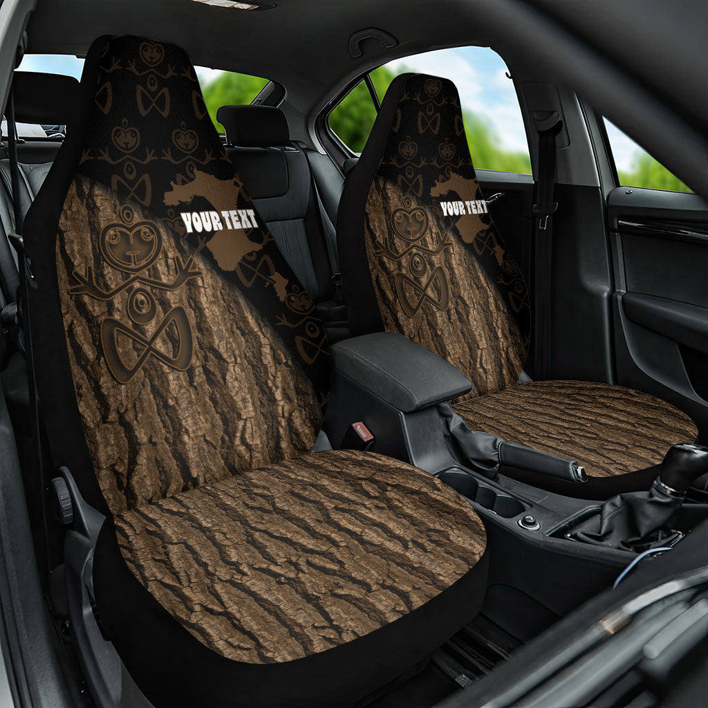 Moriori Kekoru New Zealand Personalised Car Seat Cover Kopi Rakau Carving Chatham Islands Map LT14 One Size Black - Polynesian Pride