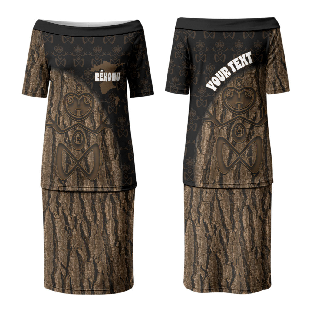 Moriori Kekoru New Zealand Personalised Couples Matching Puletasi and Hawaiian Shirt Kopi Rakau Carving Chatham Islands Map LT14 - Polynesian Pride