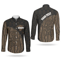 Moriori Kekoru New Zealand Personalised Couples Matching Puletasi and Long Sleeve Button Shirt Kopi Rakau Carving Chatham Islands Map LT14 - Polynesian Pride