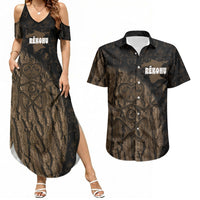 Moriori Kekoru New Zealand Personalised Couples Matching Summer Maxi Dress and Hawaiian Shirt Kopi Rakau Carving Chatham Islands Map LT14 Black - Polynesian Pride